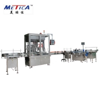 Liquid filling line and labeling machine
