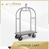 High quality Stainless steel Hotel Luggage cart Polished Titanium Brushed finish luggage trolley Promotion in good price